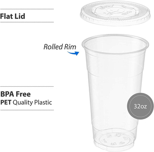 Gobelets en plastique jetables transparents en PET de 32 oz, imprimés UV personnalisés, à paroi simple, pour café froid, bubble tea, jus, fruits, lait, vin, avec couvercles - Product Image 3