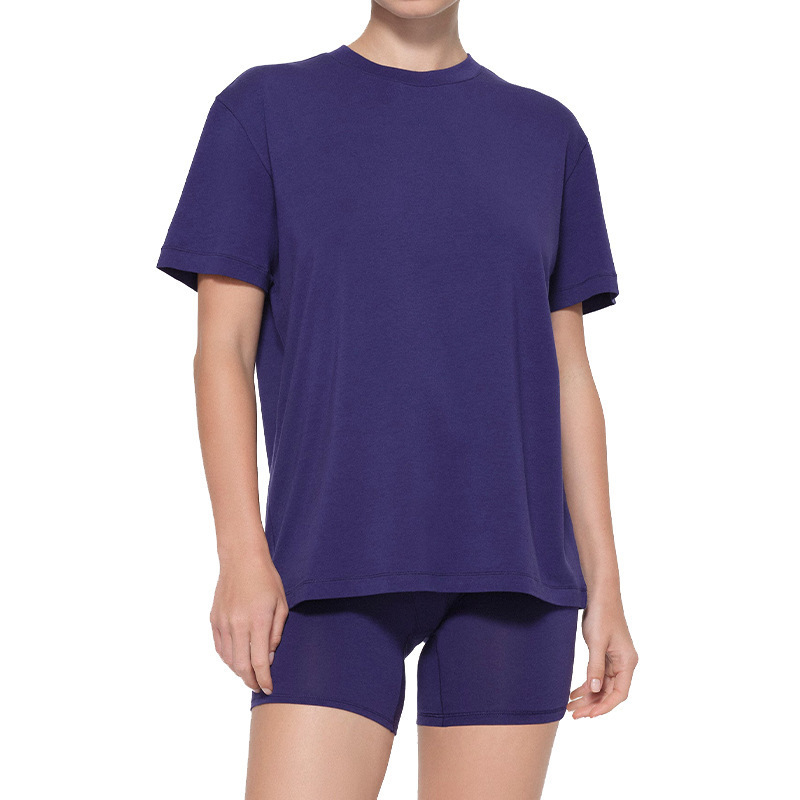 Aoyema Soft Waxy Loose 3-Quarter Sleeve T-Shirt Breathable Tight Shorts Sweatpants Yoga Clothes Outdoor Women's Sports Suits