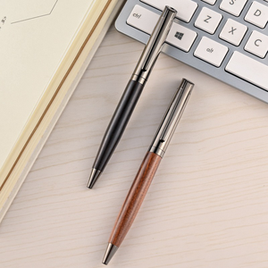 Stylo à bille en bois en métal lourd personnalisable de luxe 0.5mm de large palissandre argenté bois de santal noir stylos à bille avec logo personnalisé - Product Image 4