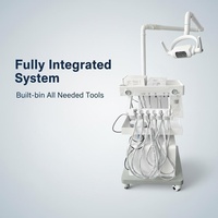 Unité dentaire mobile sur chariot avec lumière LED et compresseur d'air, poste de travail dentaire portable pour clinique vétérinaire/humaine