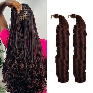 Tresse française 24 pouces boucles françaises <span class=keywords><strong>Tresses</strong></span> au crochet Extensions de cheveux synthétiques pré-étirés Meches <span class=keywords><strong>Tresses</strong></span> - Product Image 1