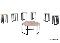 YUKAI Nouvelle conception Table basse moderne convertible 7 pièces avec panneaux MDF + PVC 1+6 CT-119 pour appartement