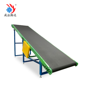 Convoyeur à bande inclinée bicolore |   Convoyeur à bande à crampons vert avec cadre bleu <span class=keywords><strong>pour</strong></span> le transport vertical de matériaux - Product Image 2