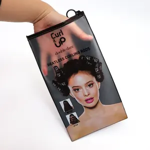 Luxury wig packaging supplies custom logo wig storage bags and boxes hair extension packaging with zipper