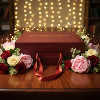 Boîte pliante magnétique avec logo personnalisé en feuille d'or, boîte rigide extra large de couleur bordeaux de qualité supérieure avec poignée