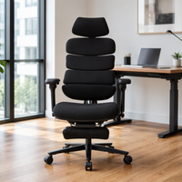 Chaise de bureau ergonomique avec dossier segmenté, inclinaison électrique, repose-pieds rétractable, idéale pour le bureau à domicile, Liberno