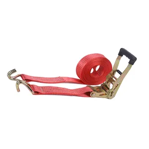 Terlaris 100% poliester merah 2 inci 5ton 10M kargo sabuk ikat pinggang Ratchet Tie Down Set grosir bersertifikat