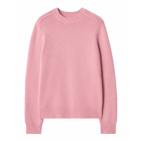 Pull-over en maille douce pour femme, col rond, manches longues, coupe épaule, personnalisé, en mélange de coton 12GG, tricot uni, collection automne, vente en gros