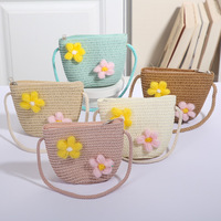 Sac à main en paille mini, doux et polyvalent, avec nœud en maille, pour les jeux en extérieur, unisexe, élégant, pour enfants et séances photo de bébés