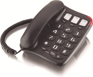 Téléphone <span class=keywords><strong>fixe</strong></span> à gros boutons filaire avec numérotation rapide et fonctions de haut-parleur - Product Image 1