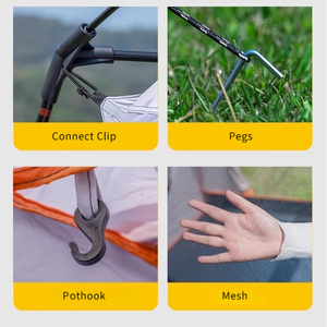 Carpa <span class=keywords><strong>de</strong></span> <span class=keywords><strong>Camping</strong></span> Impermeable para 2-4 Personas, para Fiestas Familiares al Aire Libre, para las Cuatro Estaciones, con Dos Dormitorios y Estructura con Varillas <span class=keywords><strong>de</strong></span> Fibra <span class=keywords><strong>de</strong></span> Vidrio - Product Image 5