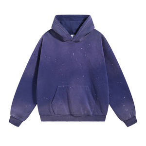 Sweat à capuche personnalisé 2026 avec fermeture éclair, en coton 100% French Trier, effet délavé soleil avec logo, coupe ample et confortable - Product Image 1