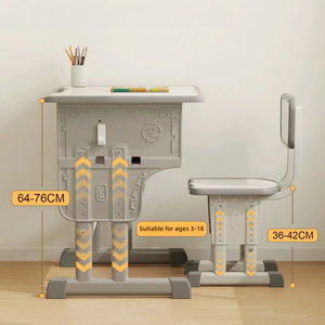 Conjunto de Silla y Escritorio de Metal Ajustable Moderno para Estudio, Ideal para Escuelas Comerciales y Niños de Primaria - Product Image 2
