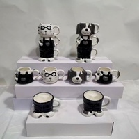 Tazas de café de Panda de cerámica pintadas a mano