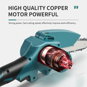 Motosierra Eléctrica Portátil Profesional <span class=keywords><strong>de</strong></span> 21V con Batería, Mini <span class=keywords><strong>Cortadora</strong></span> <span class=keywords><strong>de</strong></span> <span class=keywords><strong>Madera</strong></span> con Cadena Endurecida para Podar en Huertos y Jardines - Product Image 2