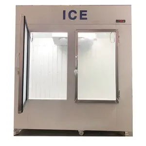 Ventilador de exhibición de puerta de vidrio vertical para interiores, congelador Vertical de hielo, vitrina de hielo