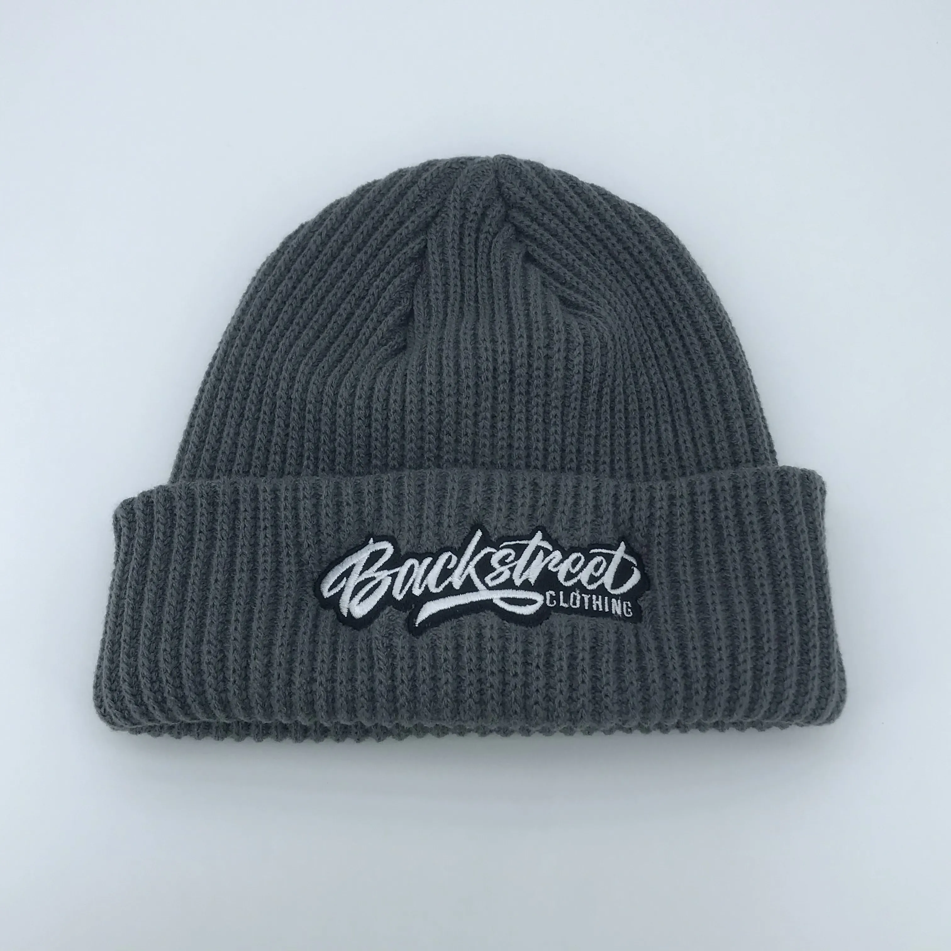 Chapéus de malha enchidos personalizados de inverno, gorros bordados, cor sólida, unissex, tampas quentes