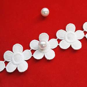 卸売ポリエステルレーストリム絶妙な衣料品アクセサリー刺繍チュールレースホワイト/水溶性レース - Product Image 3