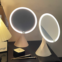 Miroir cosmétique LED de bureau pour femmes, utilisation domestique, lumière d'appoint intelligente, miroir de table portable, petit miroir pliable avec grossissement 3X/5X