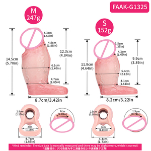 FAAK silicona realista grasa hueco consolador abierto grande pene manga tamaño S M pene alargador retraso eyaculación juguetes sexuales para hombres - Product Image 2