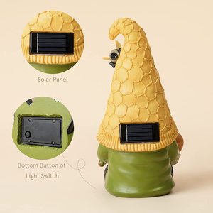 ตุ๊กตาคนแคระผึ้งเรซิ่นถือขวดน้ำผึ้งพร้อมไฟพลังงานแสงอาทิตย์ - Product Image 4