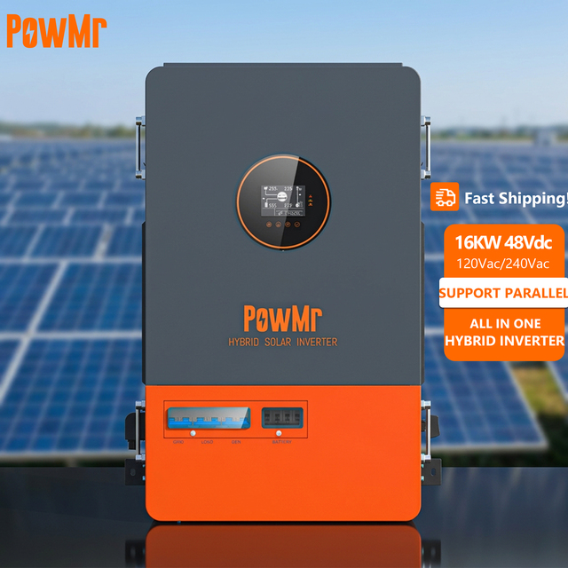 PowMr 16KW 120V/240V Single/Split Phase Output Built-in Circuit Breaker Support Parallel Hybrid Solar Inverter