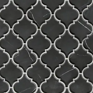 Sunwings Recycled Glass Mosaic Tile | Stock In US | Black Marquina Latern Marble Looks Mosaics Wall And Floor Tile