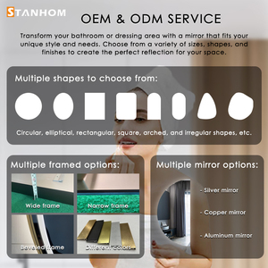 STANHOM <span class=keywords><strong>Miroir</strong></span> <span class=keywords><strong>demi</strong></span>-<span class=keywords><strong>cercle</strong></span> avec lumière LED Miroirs décoratifs pour salon de luxe - Product Image 4