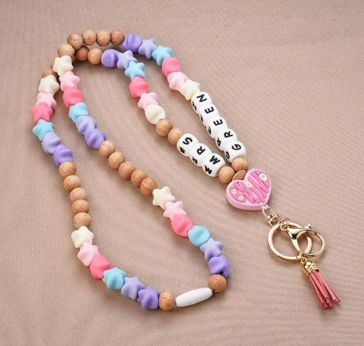 Custom Apple Teacher Silicone Beaded Lanyard Teacher Gift Personalized Name Lanyard Image 5