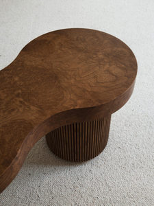 Fancy Design Modern Victorian Fluted Oak <strong>Wood</strong> <strong>Bench</strong> <strong>with</strong> Burl Top-Durable Entry School Apartment Bedroom <strong>Garden</strong> <strong>Bench</strong> - Product Image 3