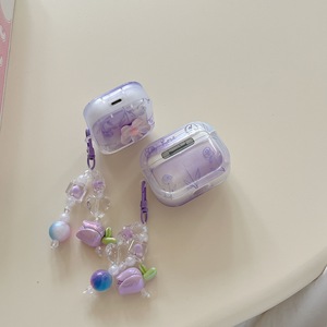 Étui pour écouteurs en TPU souple à fleurs 3D pour Airpods <span class=keywords><strong>Pro</strong></span> <span class=keywords><strong>2</strong></span> <span class=keywords><strong>2022</strong></span> <span class=keywords><strong>Air</strong></span> Pods de 2e génération 3 1 <span class=keywords><strong>2</strong></span> 3e génération violet Rose porte-clés tulipe - Product Image 4