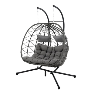 Muebles de Jardín Dobles, Silla de Ratán Moderna, Portátil, Cómoda y Relajante, Columpio para Uso en Interiores y Exteriores - Product Image 3