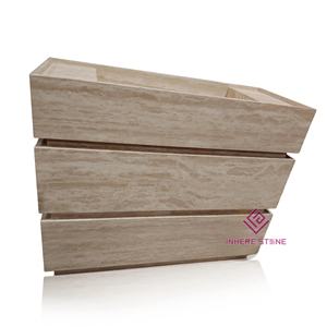 Luxury Roman Travertine Marble Vanity Double Sink Elegant <strong>Bathroom</strong> Furniture for Hotels and Villas - Product Image 5