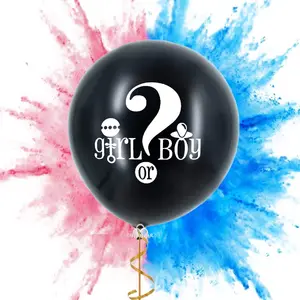 Balon Hitam Besar 36 Inci Dekorasi Pesta Baby Shower Balon Konfeti Pengangkatan Jenis Kelamin Anak Laki-laki atau Perempuan Jumbo