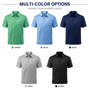 Polo de golf personnalisé pour hommes, imprimé géométrique, chemises de golf performantes, séchage rapide, respirant, extensible, fabricant OEM, étiquette privée - Product Image 2