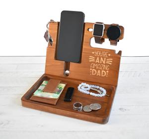 JUNJI Fathers Day Regalo di Legno Docking Station Regalo <span class=keywords><strong>per</strong></span> il Papà Regalo <span class=keywords><strong>per</strong></span> <span class=keywords><strong>lui</strong></span> di Legno stazione di ricarica - Product Image 2