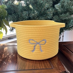 Cesta de Cuerda de Algodón con Decoración de Lazo, Adecuada para Guardar Artículos de Bebé y Organizar Pañales - Product Image 6