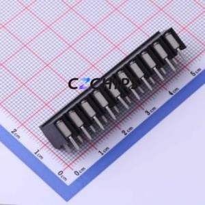 JL212R-50010B01 Spring Terminal Block Bent Lead Through Hole,P=5mm Connector 1x10P 5mm Black Right Angle Insert - Product Image 2