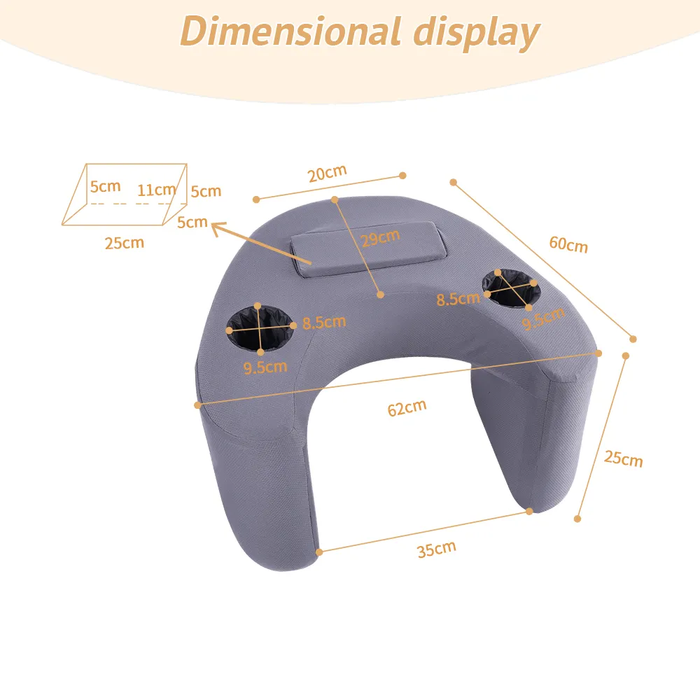 Mềm Lap bàn gối, thêm bộ nhớ lớn bọt đọc gối với túi, cánh tay còn lại gối, có thể đọc, làm việc, chơi trên giường, ghế sofa và xe hơi