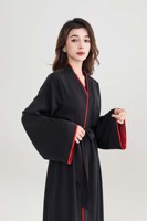 Abaya Kimono Ouverte pour Femmes Musulmanes, Modèle Unique avec Ceinture à Nouer, Logo Personnalisé OEM, Mode Modeste et Élégante