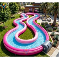 Piscine gonflable géante Super Castle Commercial en PVC 0,7 mm, type rivière paresseuse, installation facile avec pompe à air pour des configurations de jardin étonnantes