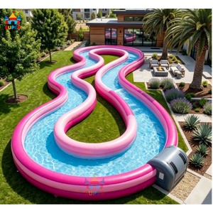 Piscine gonflable géante Super Castle Commercial en PVC 0,55 mm, type <span class=keywords><strong>rivière</strong></span> paresseuse, installation facile avec pompe à air pour des configurations de jardin étonnantes - Product Image 2