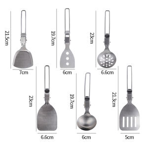 Pequeña cocina pan bistec cocina plana <span class=keywords><strong>Mini</strong></span> panqueques espátula plegable de acero inoxidable pala para freír para herramientas de Camping al aire libre - Product Image 6
