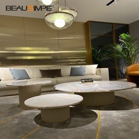 Table basse de salon Table basse nordique en marbre travertin en pierre naturelle solide