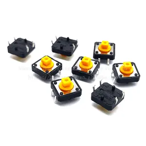 12 * 12 * 7.3 black yellow key touch switch B3F-4055 switch hat 4 pin A14/24 with positioning/without column