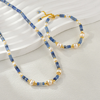 Conjunto de Collar y Pulsera de Piedras de Moda para Mujer con Perlas de Agua Dulce y Sodalita, Hecho en China, Zhejiang, para Ocasiones Casuales y Semi-formales