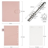 Organisateur de planificateur en similicuir grainé A7 Zippy A5 portefeuille de couverture de reliure avec fermeture éclair et bouton
