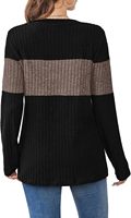 Pull en tricot à blocs de couleurs pour femmes, col rond, manches longues, pour tenue quotidienne (personnalisable)
