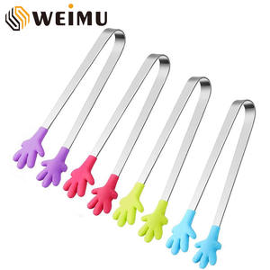 WEIMU Cute Heart Palm <strong>Mini</strong> Silicone <strong>Tongs</strong> Non-Slip Stainless Steel Food Clip Utensils Heat Resistant Ice Cube Tools - Product Image 2