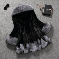 Manteau à capuche en fausse fourrure pour femme, Parka d'hiver grande taille